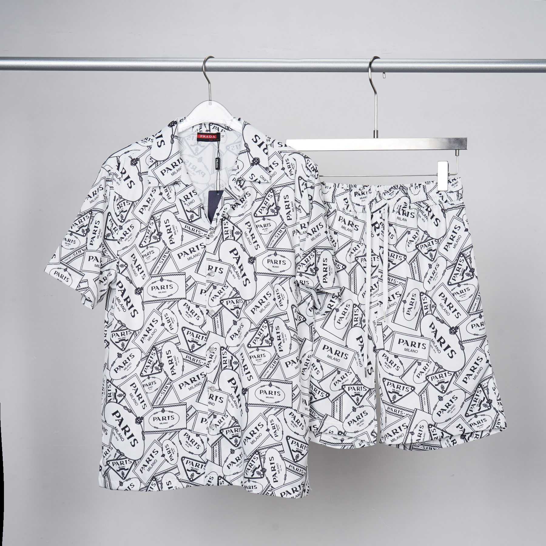 Prada Logo Short Sleeve Shirt & Shorts - everydesigner