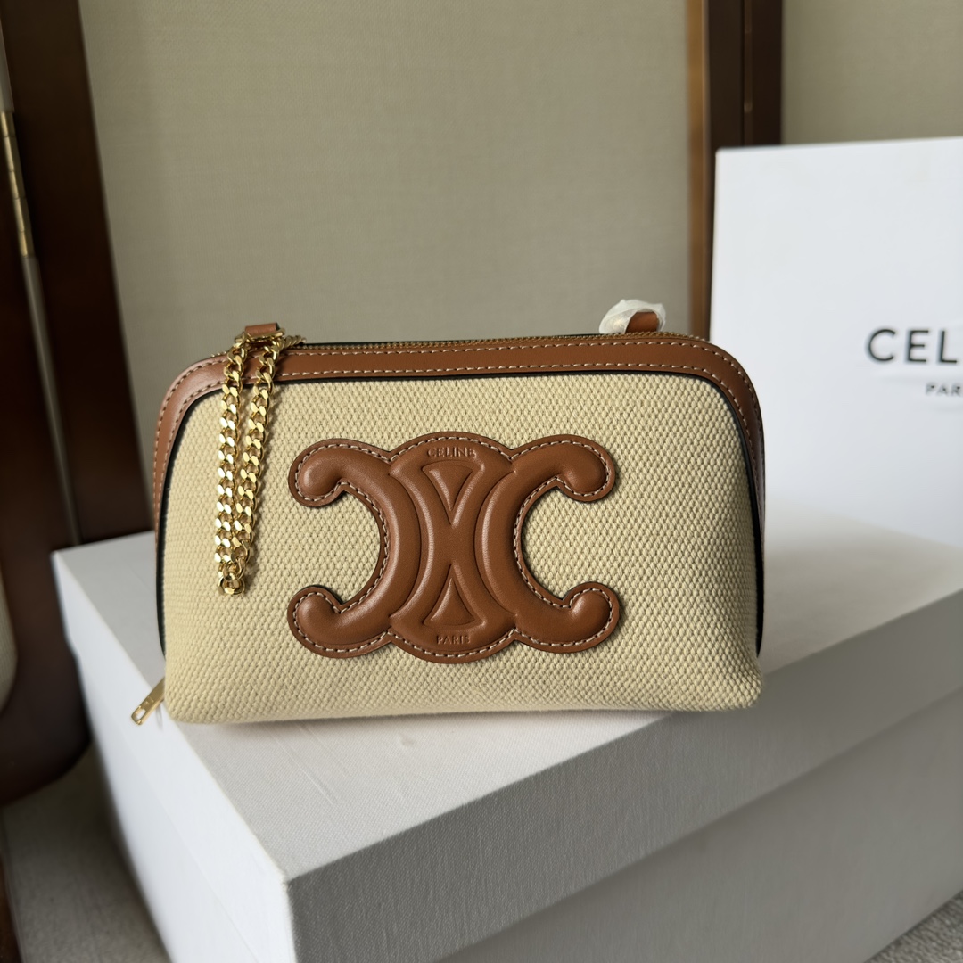 Celine Clutch On Chain Cuir Triomphe Natural / Tan - everydesigner