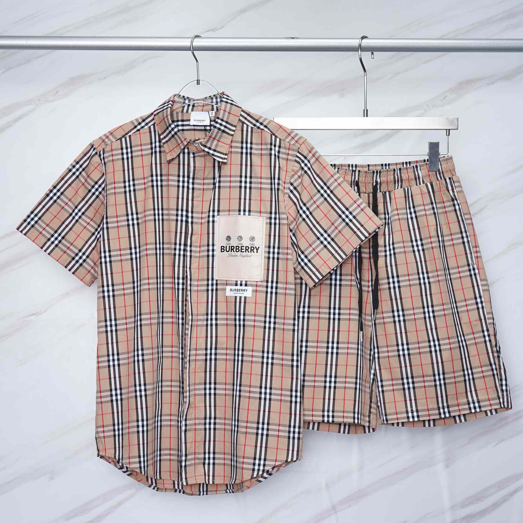 Burberry Short-sleeve Check Cotton Poplin Shirt & Shorts - everydesigner