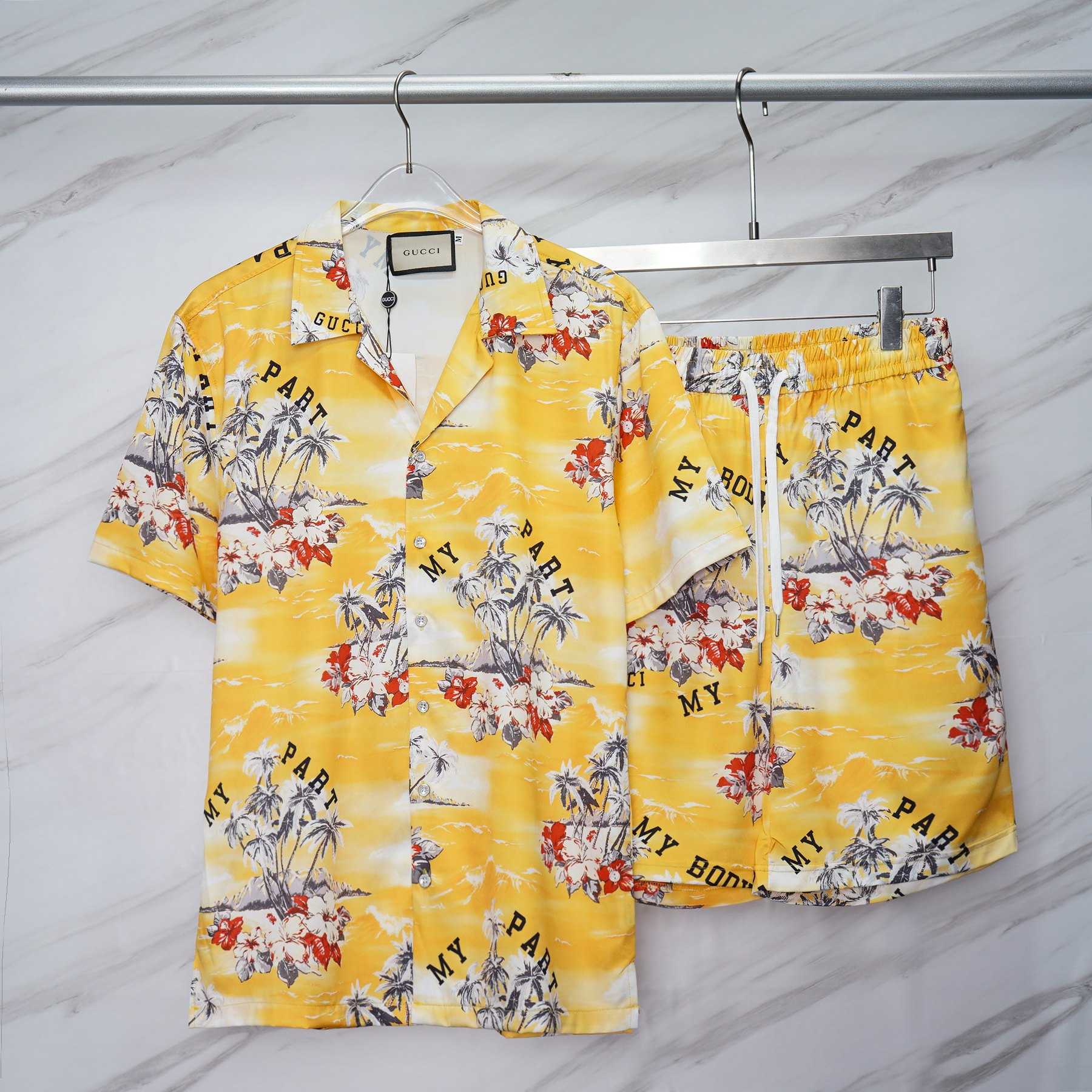 Gucci Printed Cotton Poplin Bowling Shirt & Shorts - everydesigner