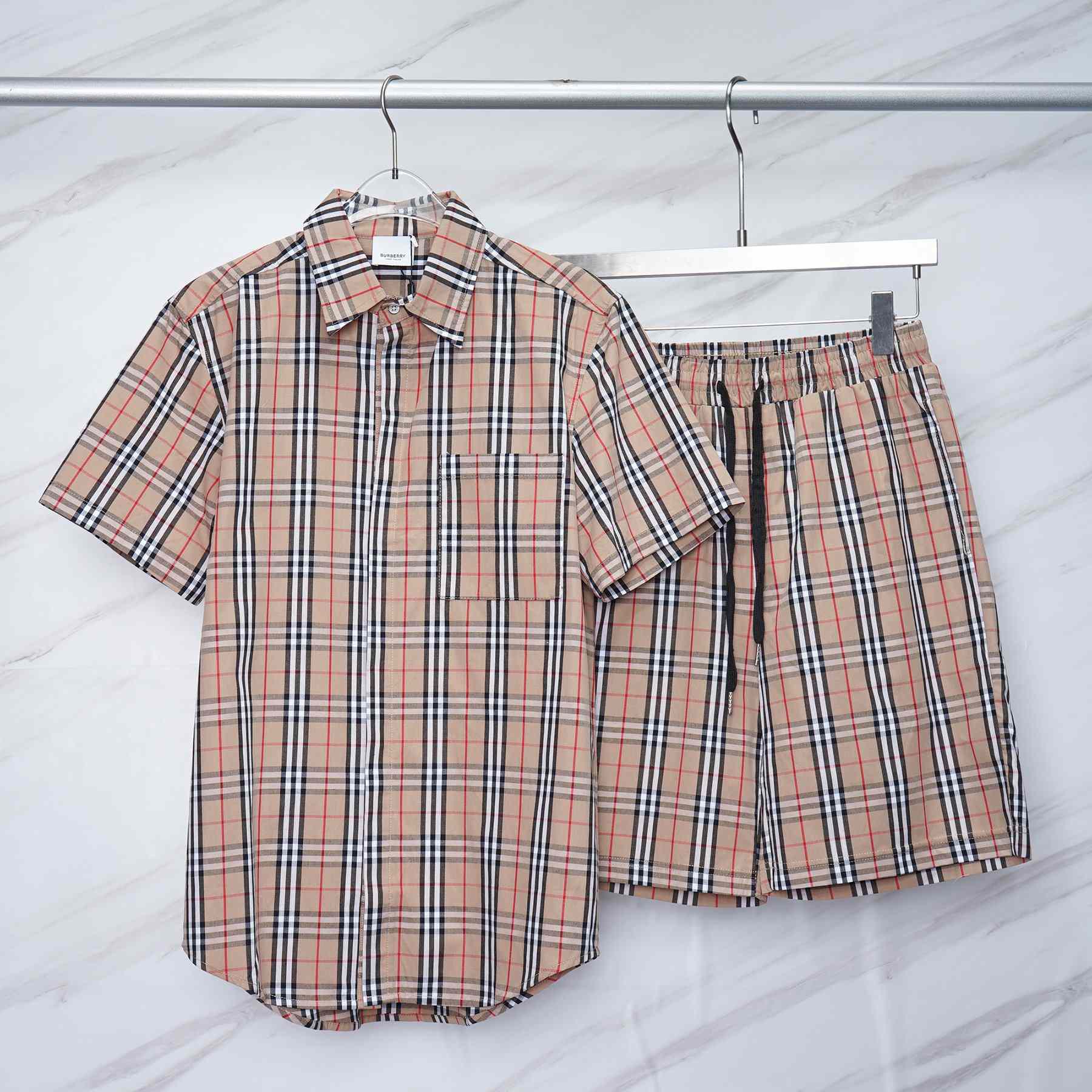 Burberry Short-sleeve Check Cotton Poplin Shirt & Shorts - everydesigner