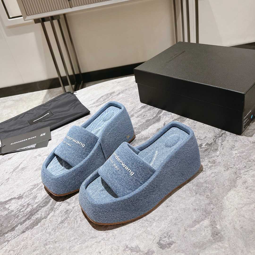 Alexander Wang Taji Platform Sandal In Washed Denim - everydesigner