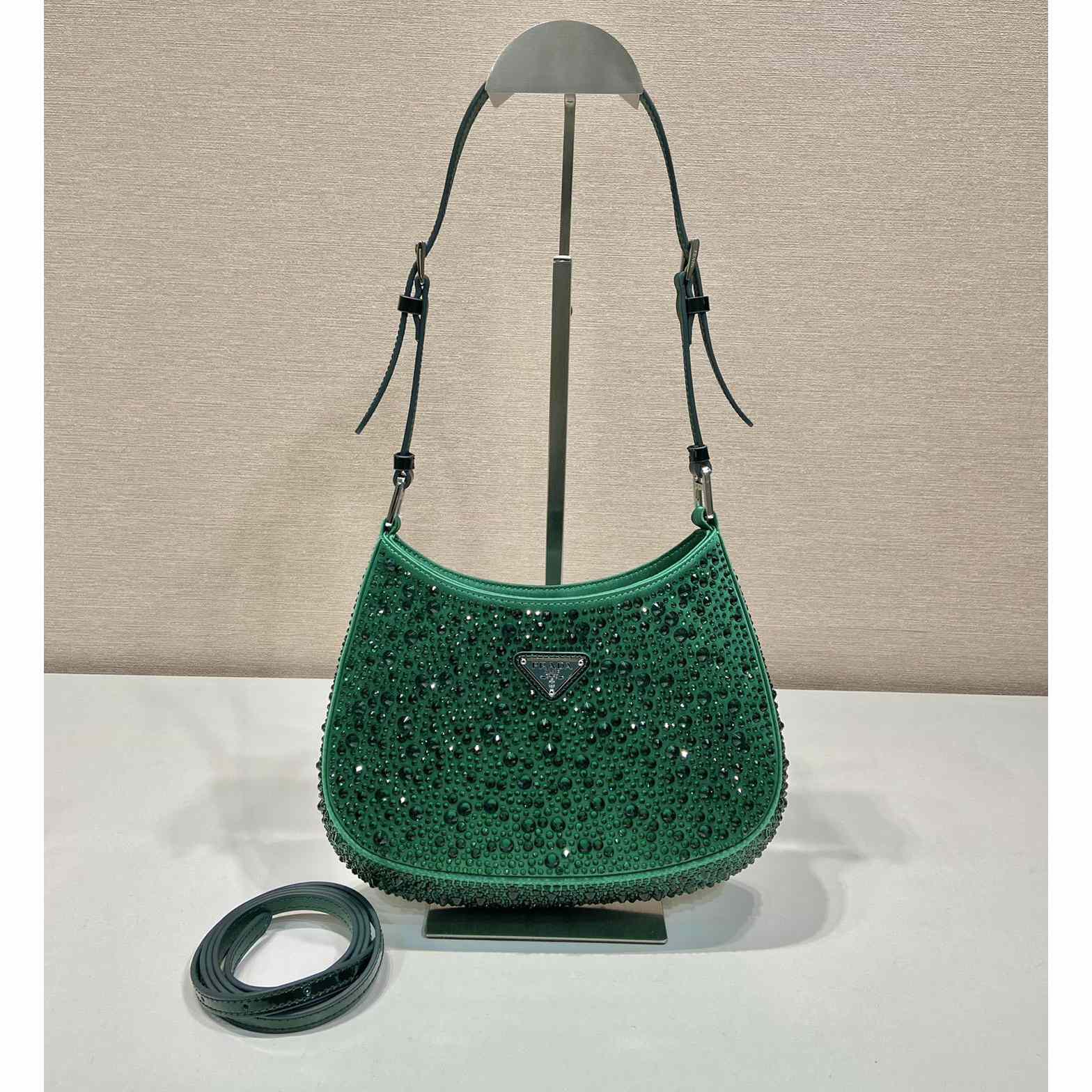 Prada Cleo Satin Bag With Crystals - everydesigner