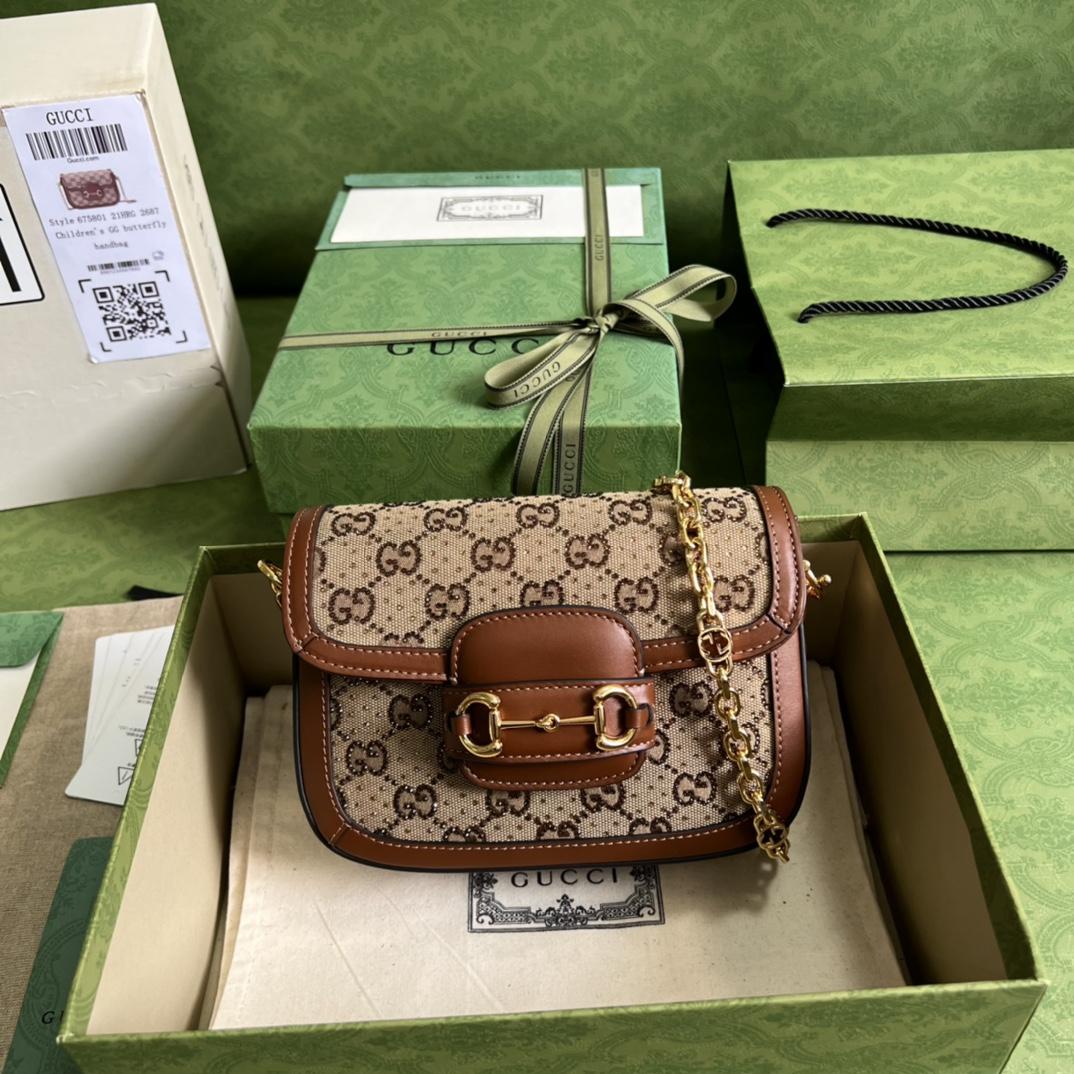 Gucci Horsebit 1955 GG Mini Bag(20.5x14x5cm)   - everydesigner