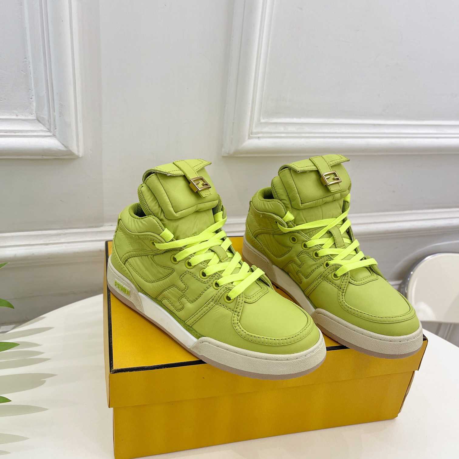 Fendi Match Acid Green Nylon High-Tops Sneaker - everydesigner