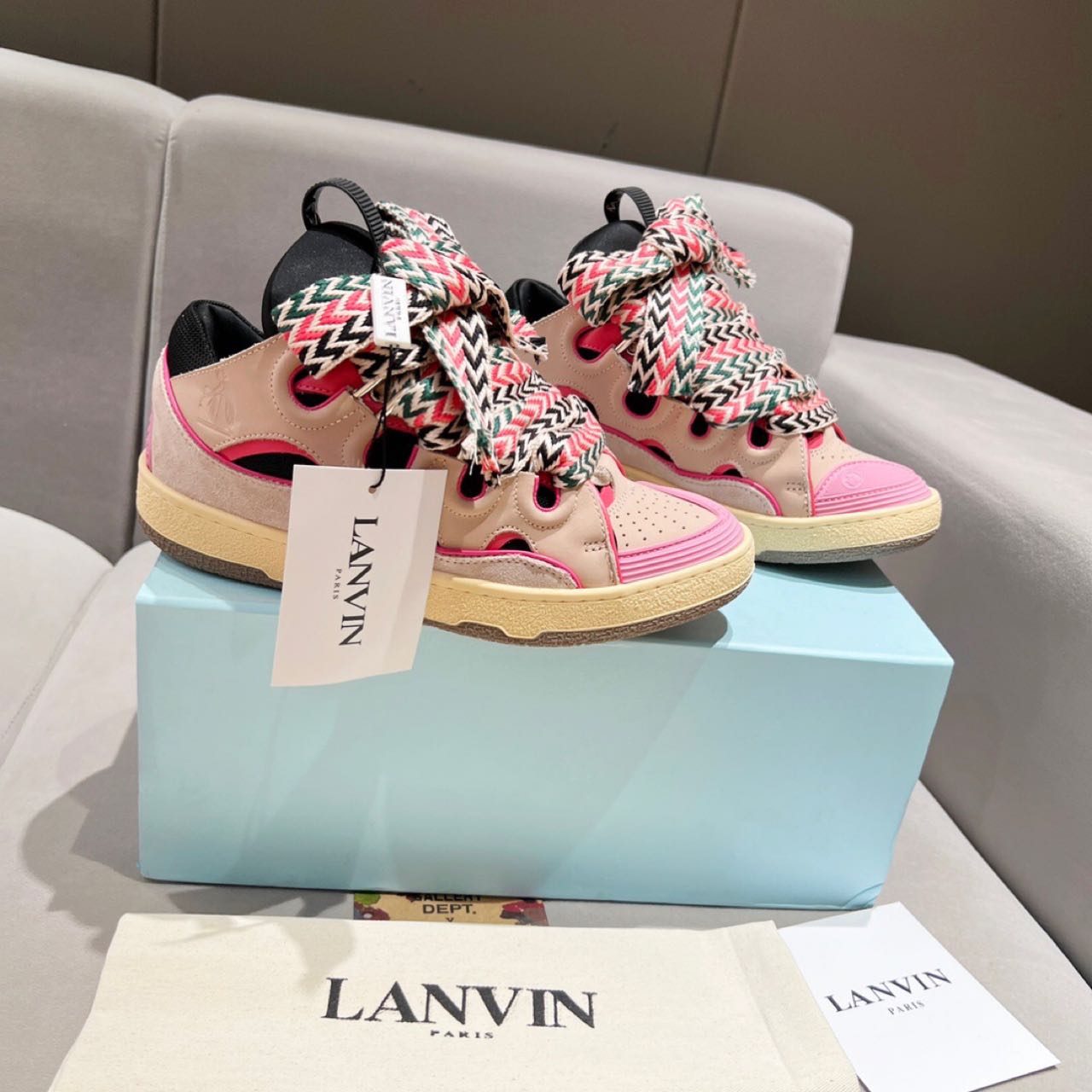 Lanvin Curb Lace Up Sneakers - everydesigner