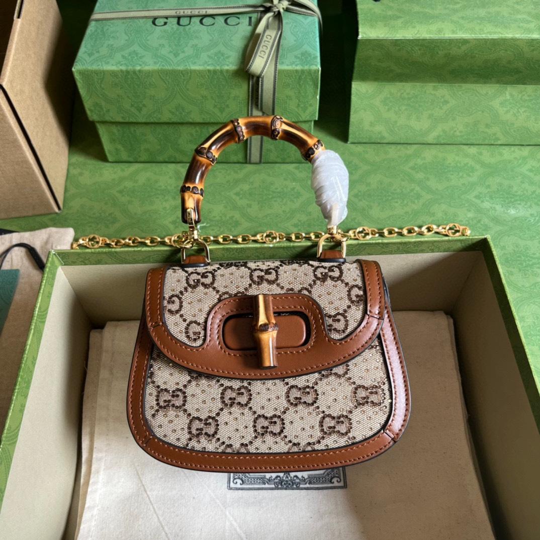 Gucci Bamboo 1947 Mini Top Handle Bag(17-12.5-8cm)   - everydesigner