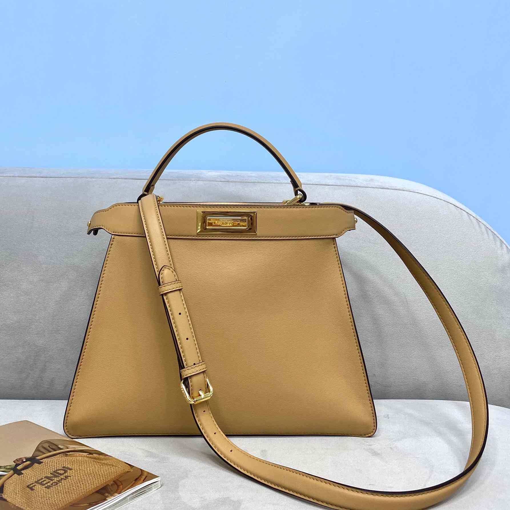 Fendi Peekaboo Iseeu Medium Beige Leather Bag - everydesigner