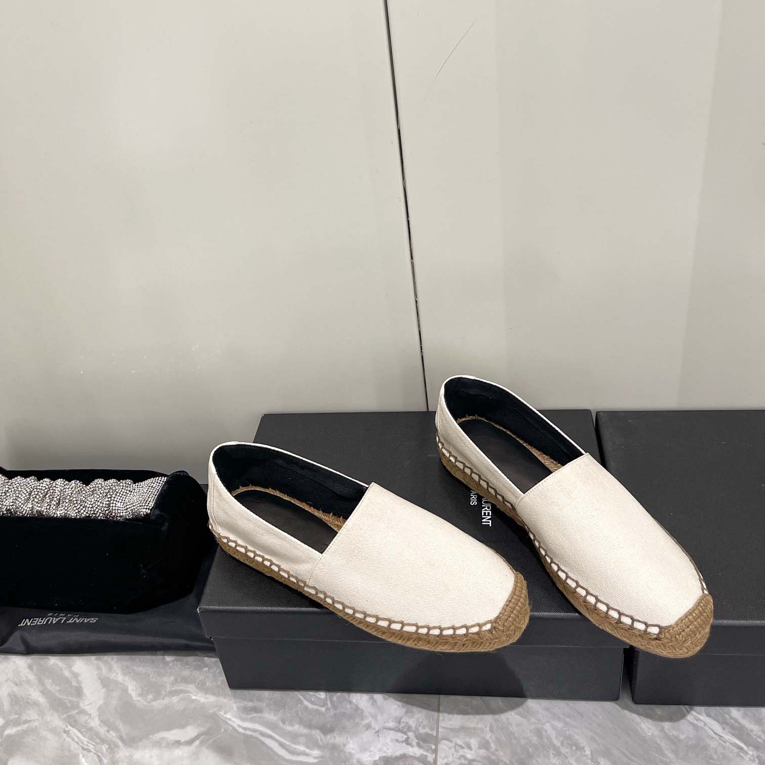 Saint Laurent Cassandre Embroidered Espadrilles In Canvas - everydesigner