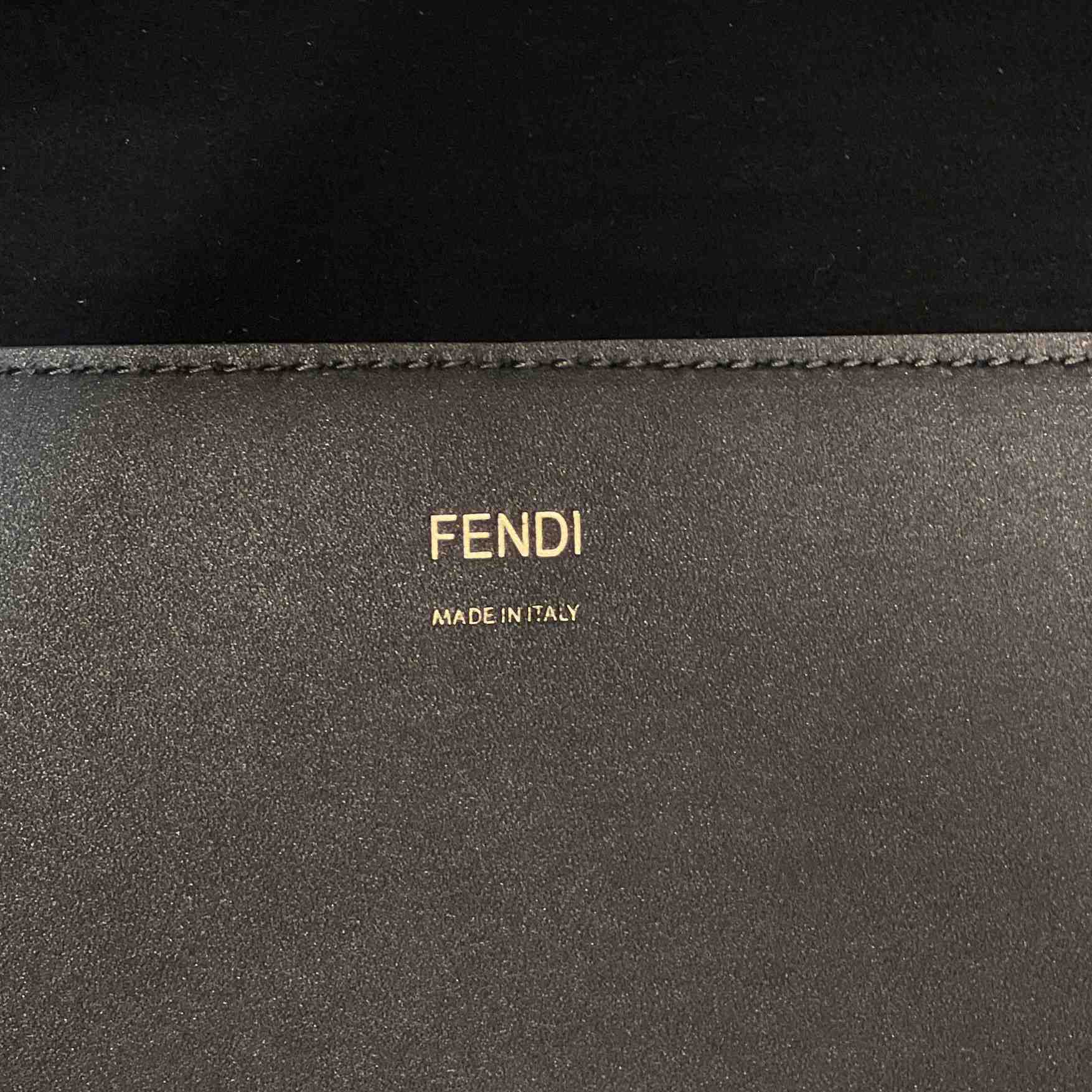 Fendi Sunshine Medium Dark Gray Leather And Elaphe Shopper - everydesigner