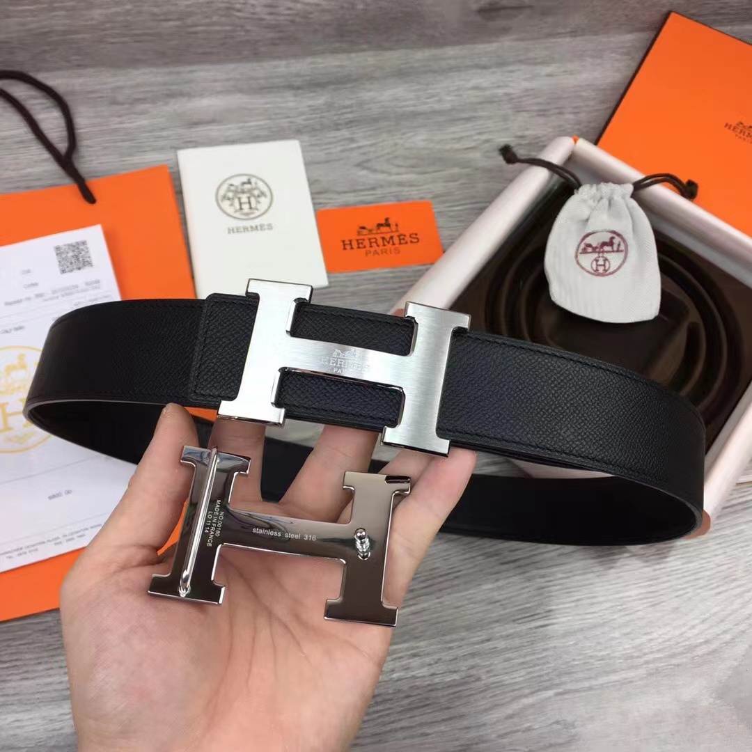 Hermes Black Leather Belt - everydesigner