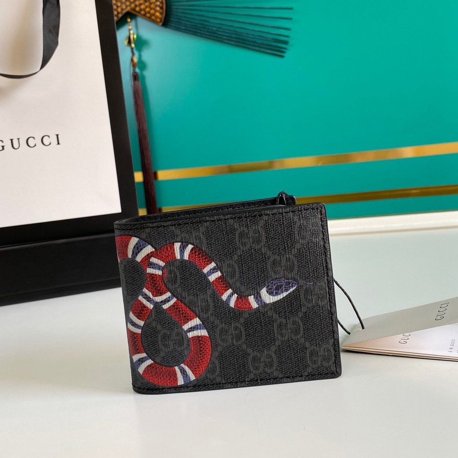 Gucci Kingsnake Print GG Supreme Wallet(11-9-1.5cm)    - everydesigner