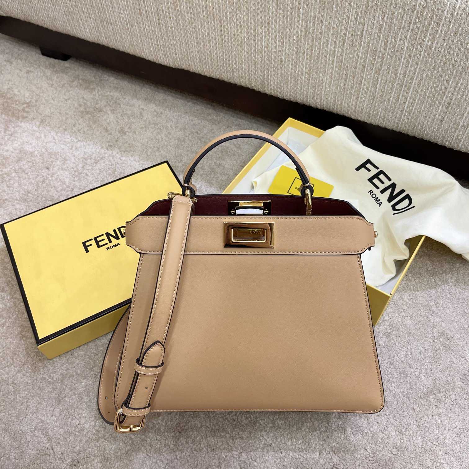 Fendi Peekaboo Iseeu Small Beige Leather Bag - everydesigner