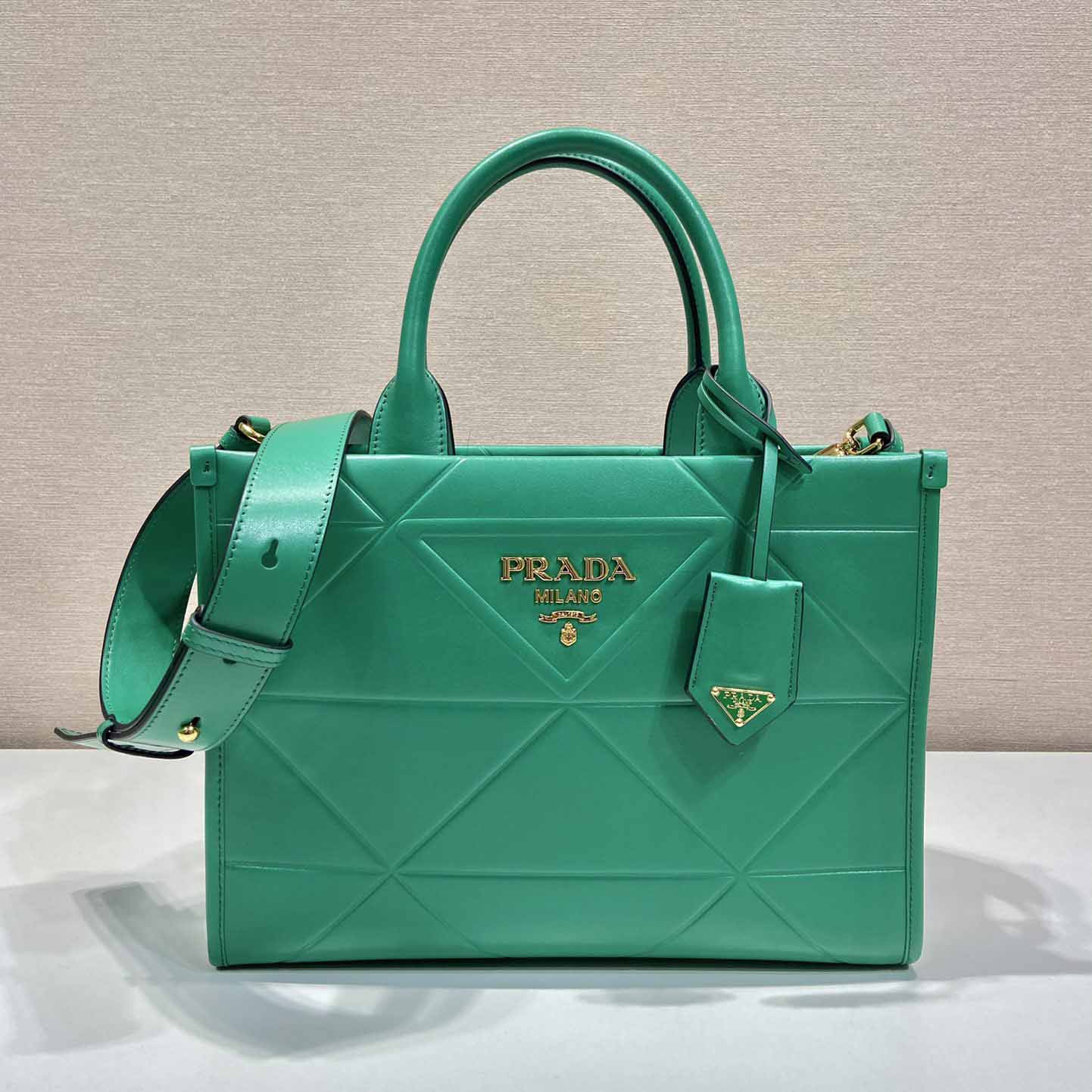 Prada Small Leather Prada Symbole Bag With Topstitching - everydesigner