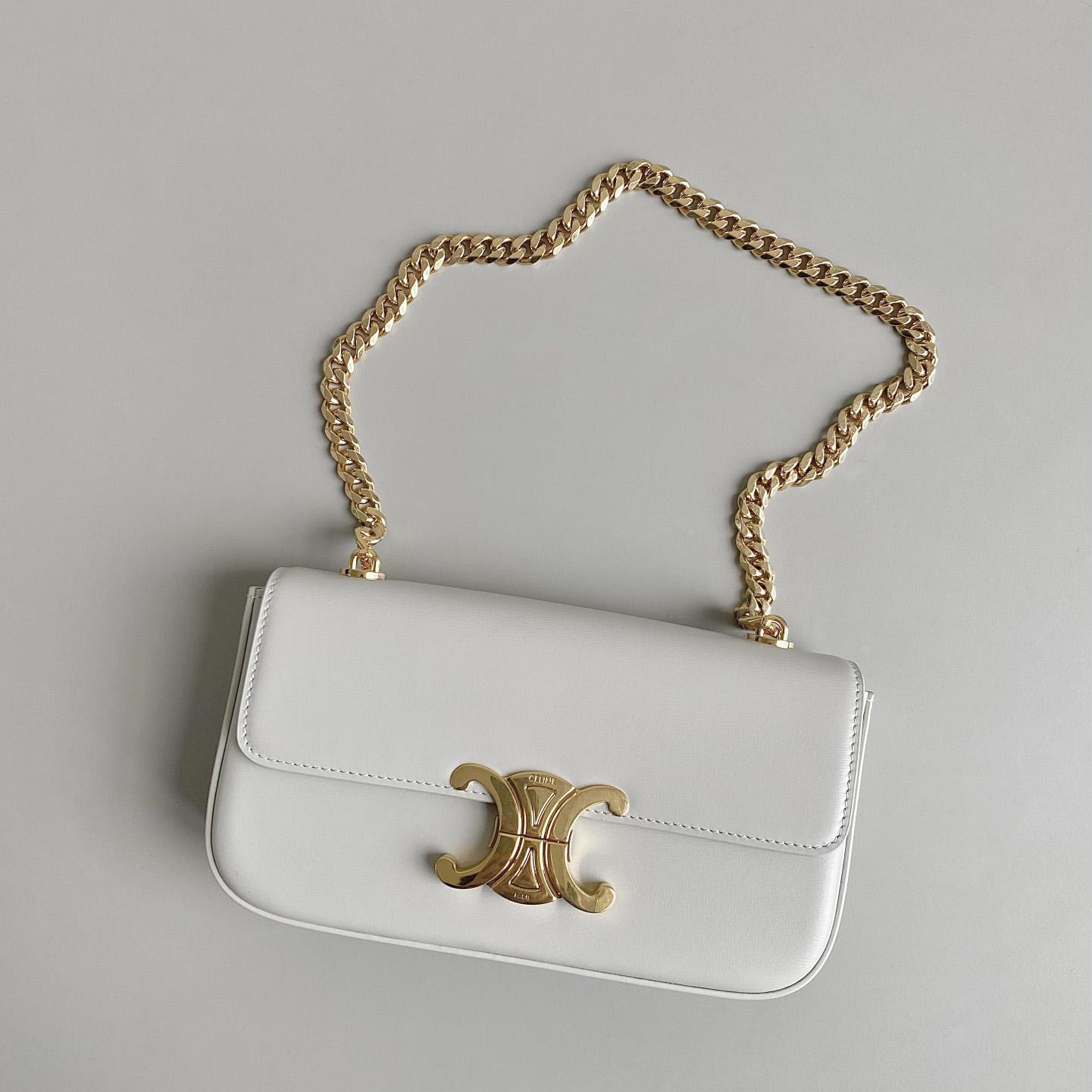 Celine Chain Shoulder Bag Triomphe In Shiny Calfskin - everydesigner