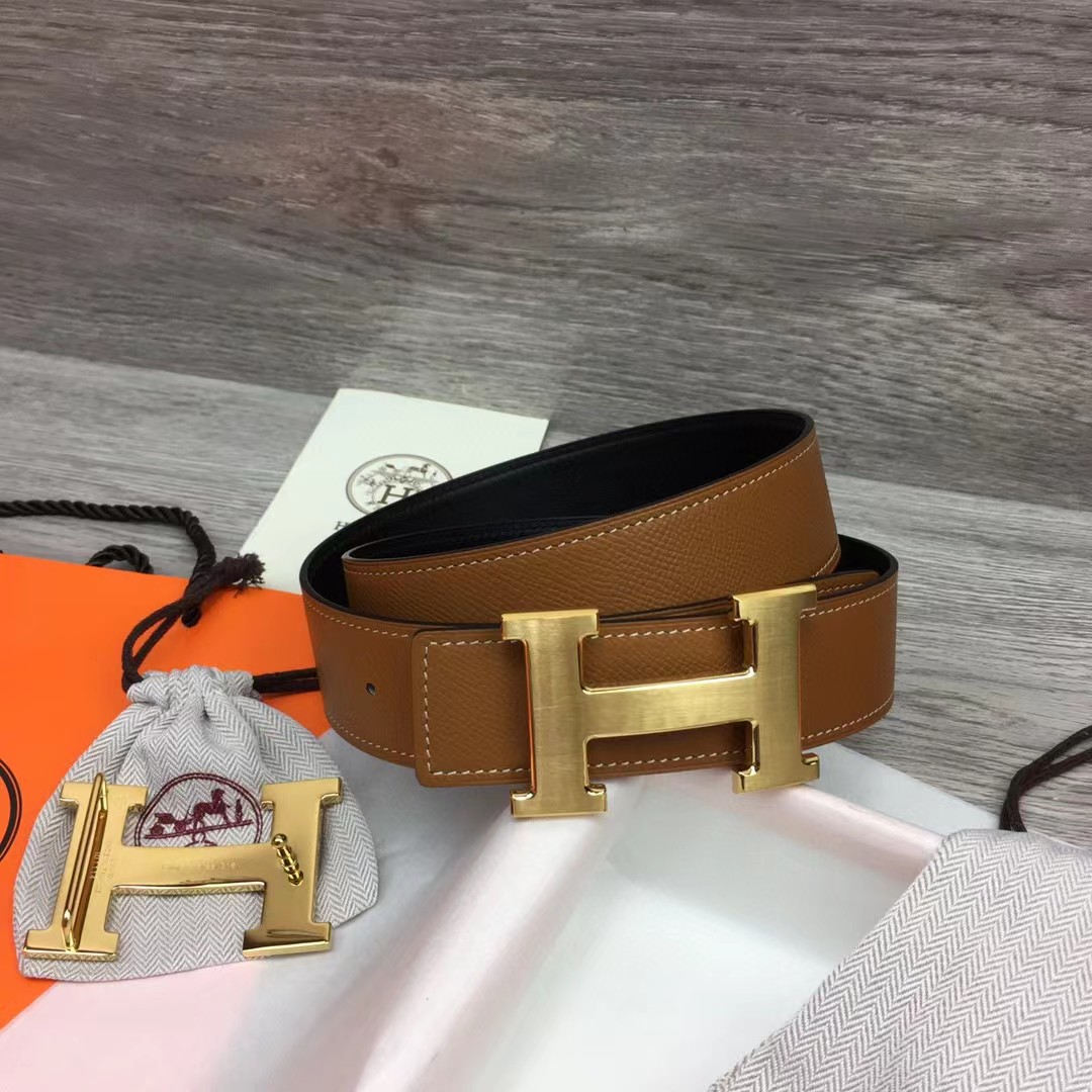 Hermes Brown Leather H Buckle Belt - everydesigner