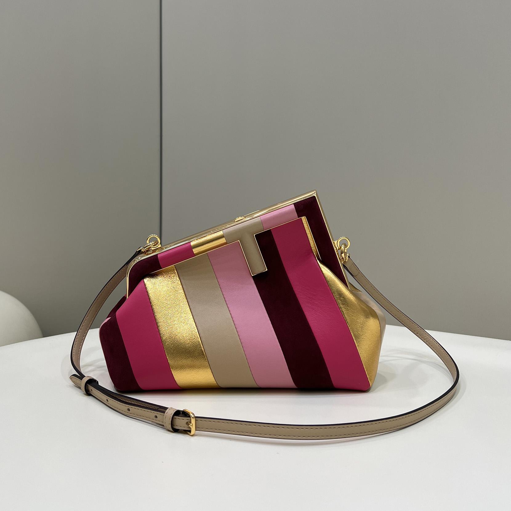 Fendi First Small Leather Bag With Multicolour Inlay - everydesigner