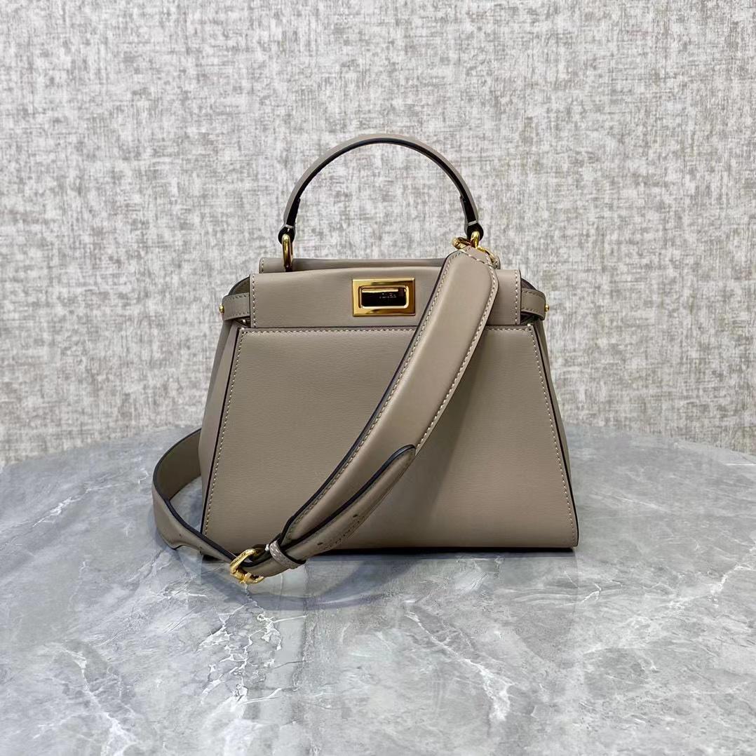 Fendi Peekaboo Mini Dove Gray Leather Bag - everydesigner