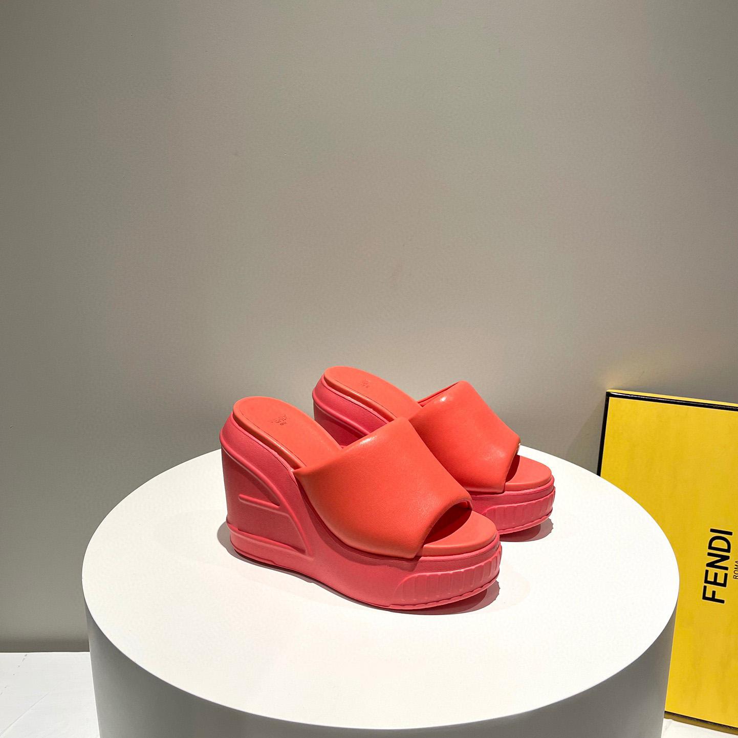 Fendi Fashion Show Red Nappa Leather Slides - everydesigner