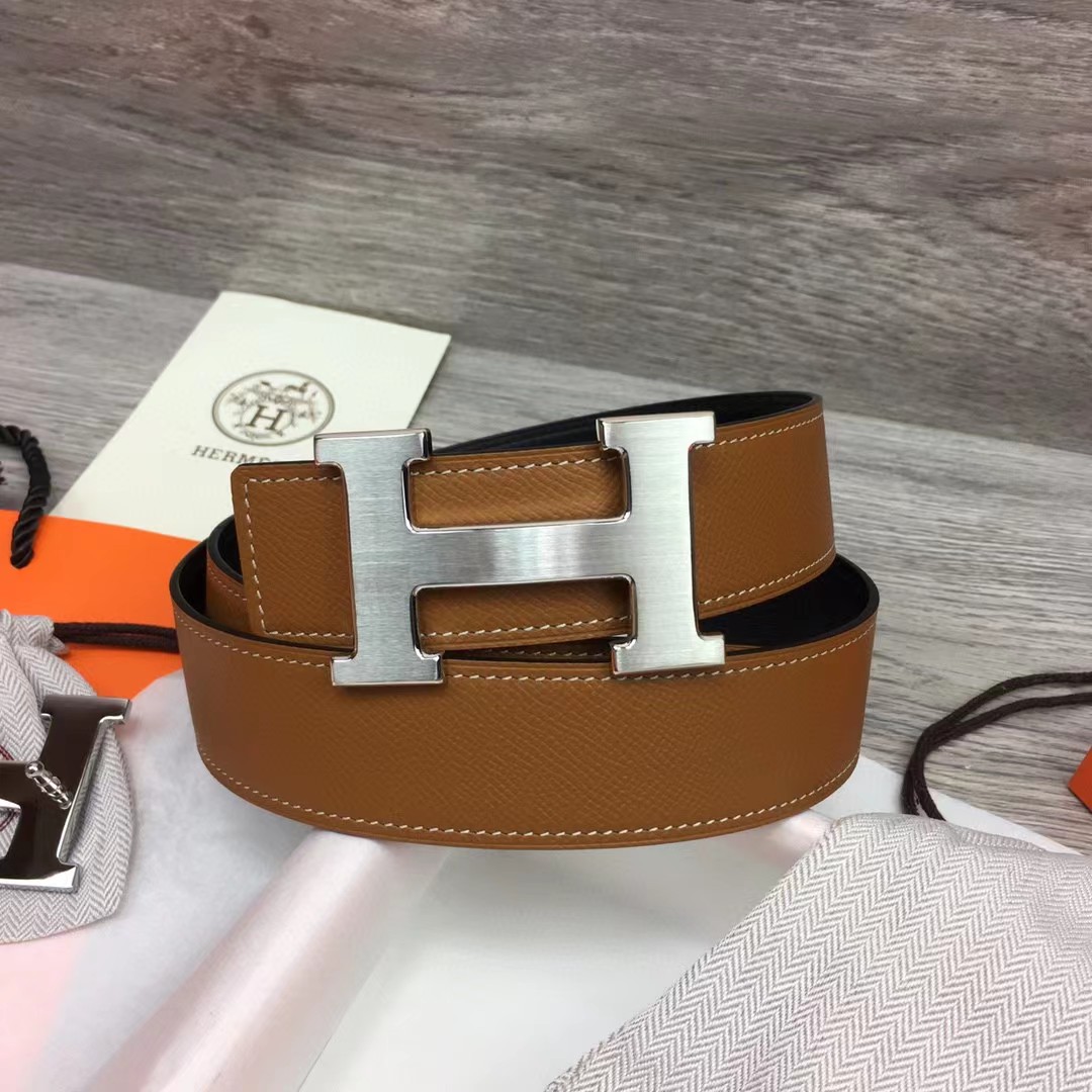 Hermes Brown Leather H Buckle Belt - everydesigner