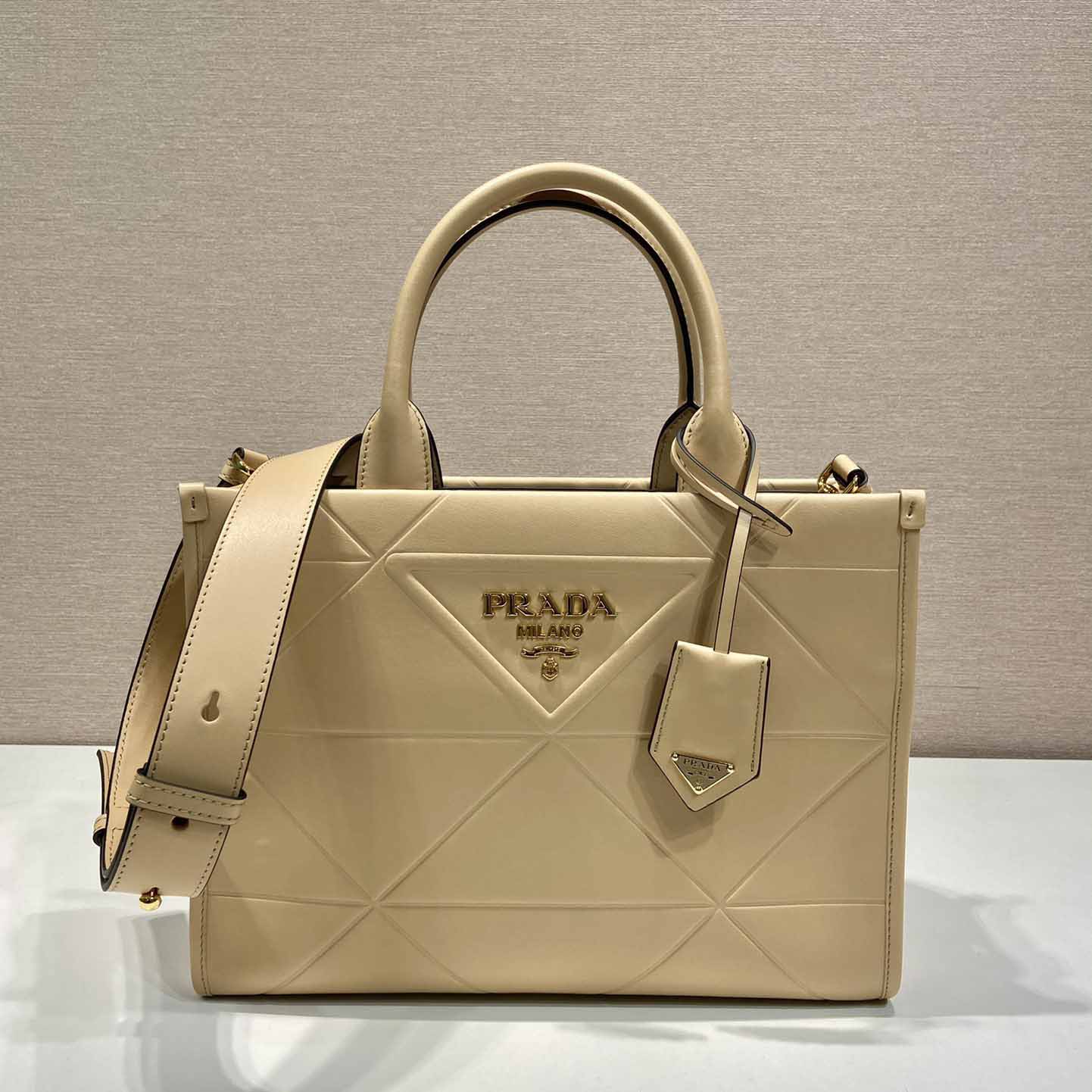 Prada Small Leather Prada Symbole Bag With Topstitching - everydesigner