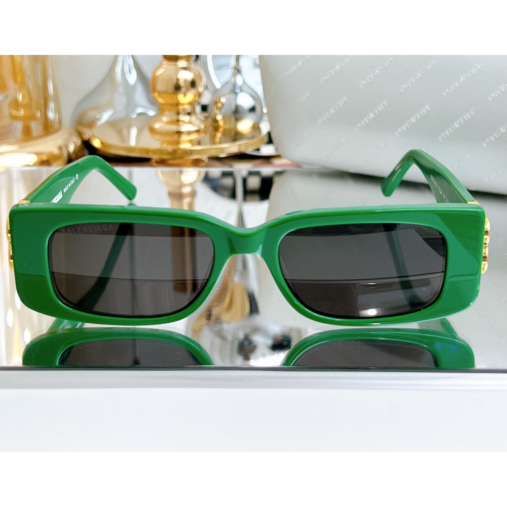 Balenciaga Dynasty Rectangle Sunglasses In Green    bb0096 - everydesigner