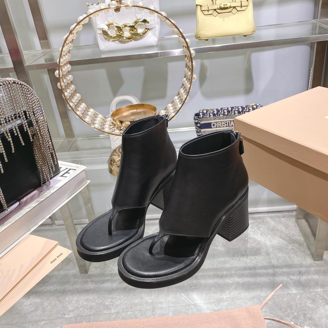 Miu Miu Leather Thong Booties - everydesigner