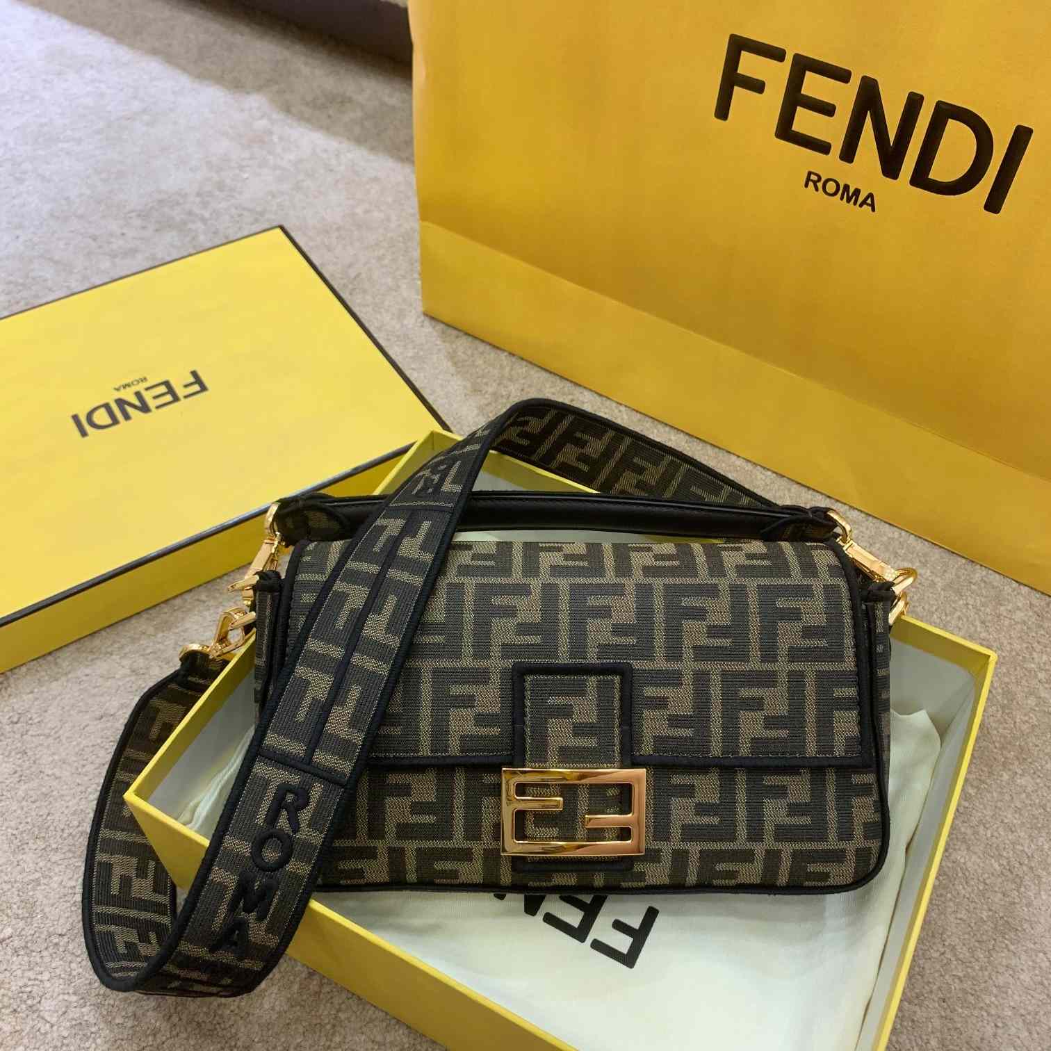 Fendi Baguette Jacquard FF Fabric Bag - everydesigner