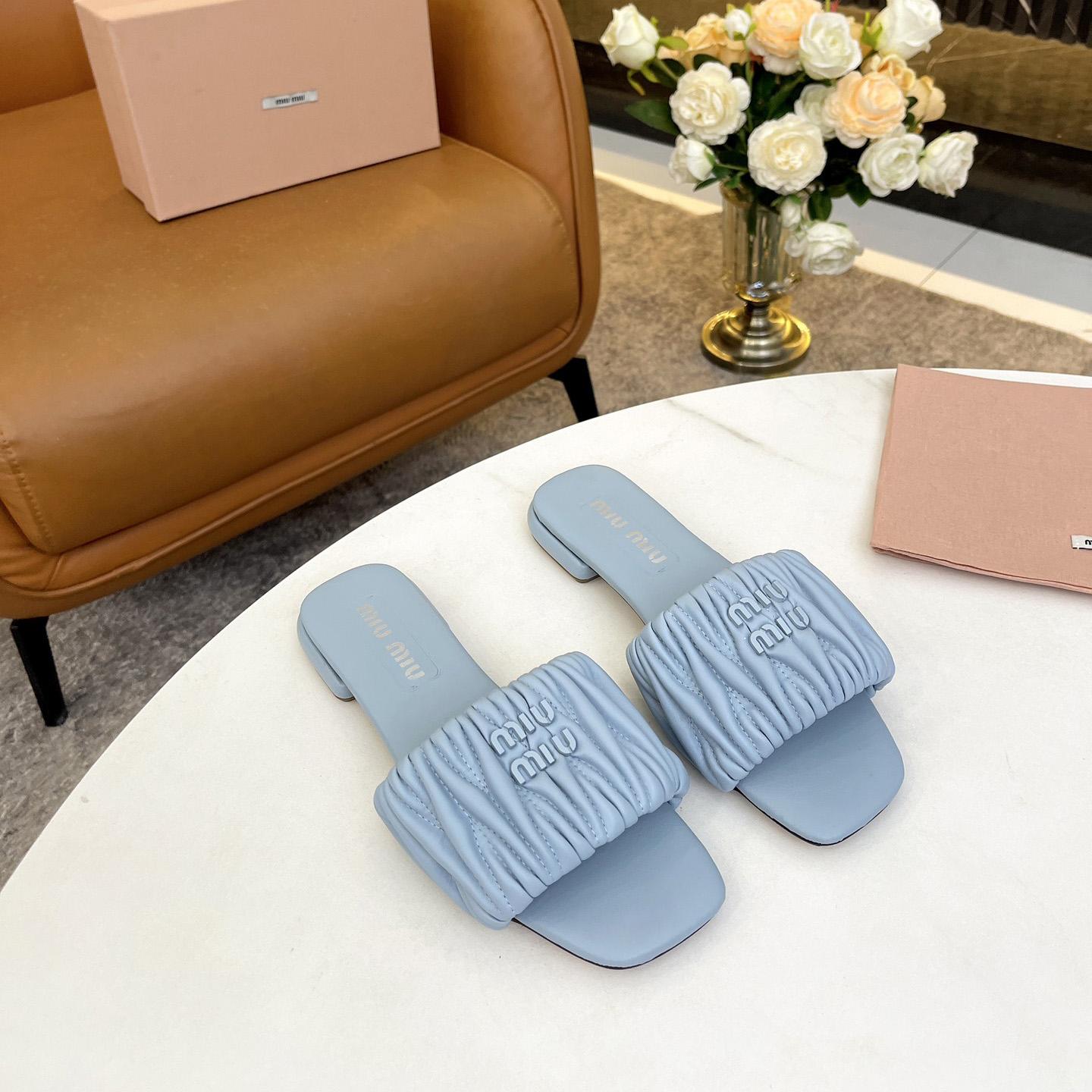 Miu Miu Matelassé Nappa Leather Slides - everydesigner