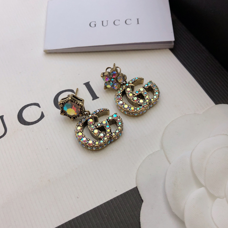 Gucci Crystal Double G Earrings - everydesigner