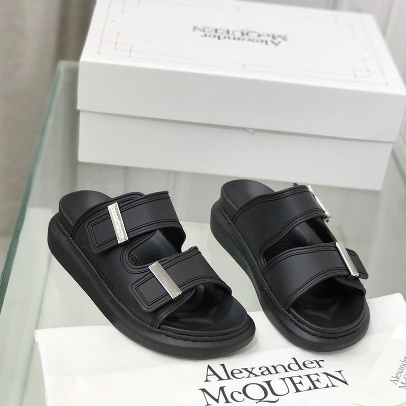 Alexander Mqueen Women's Hybrid Slide In Black/Silver - everydesigner