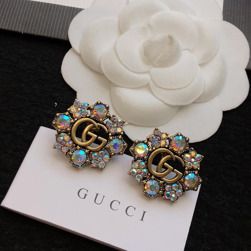 Gucci Double G Crystal Flowers Earrings - everydesigner