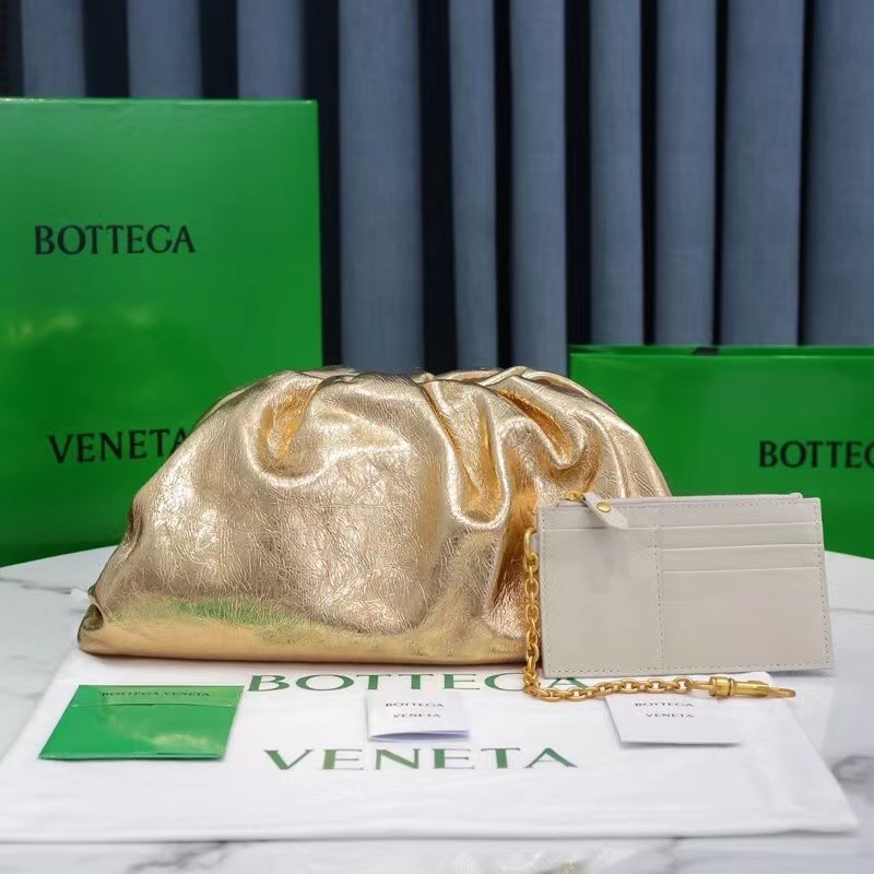 Bottega Veneta Metallic Leather Pouch Clutch Bag(38-20-8.5cm) - everydesigner