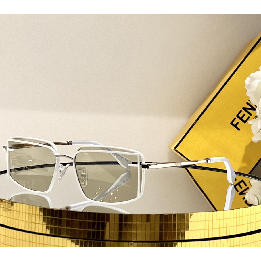 Fendi First Sight Cream Metal Fashion Show Sunglasses With Light Brown Lenses - everydesigner