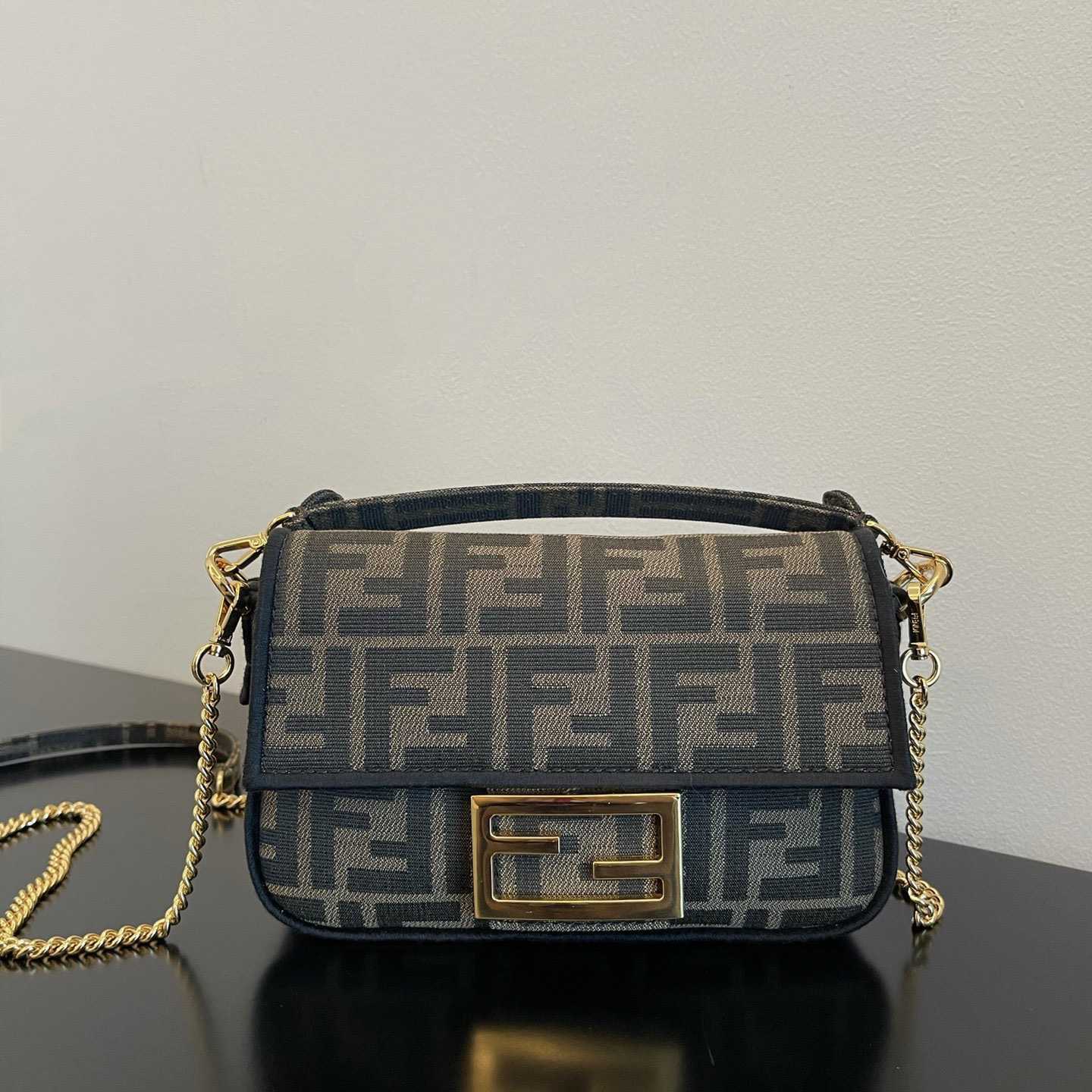 Fendi Baguette Mini Jacquard FF Fabric Bag - everydesigner