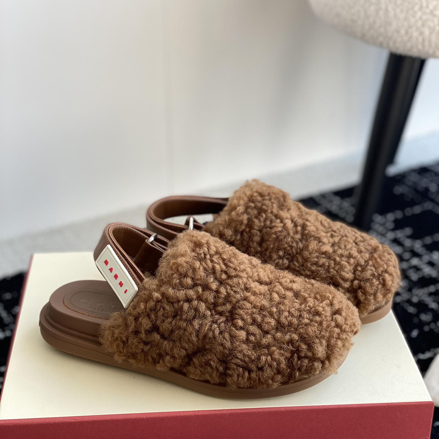 Marni Brown Shearling Sabot - everydesigner