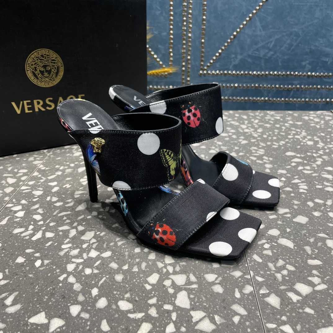 Versace Butterflies Canvas High Heel Mules - everydesigner