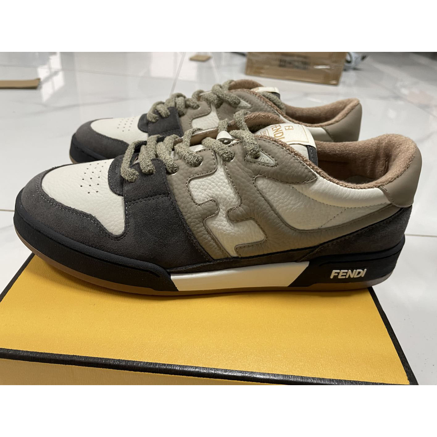 Fendi Match Gray Suede Low-tops Sneakers - everydesigner