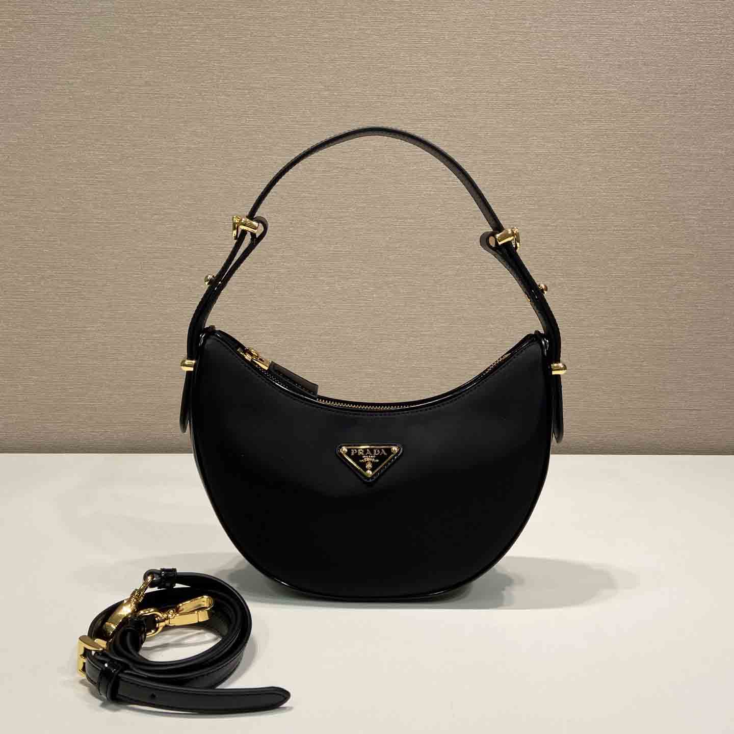 Prada Arqué Re-Nylon And Brushed Leather Shoulder Bag - everydesigner