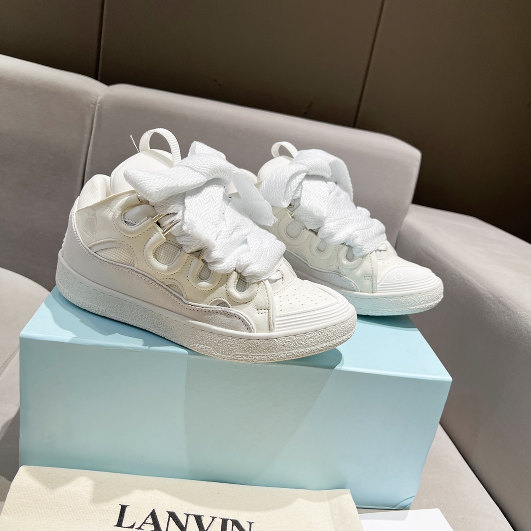 Lanvin Curb Leather Sneakers - everydesigner