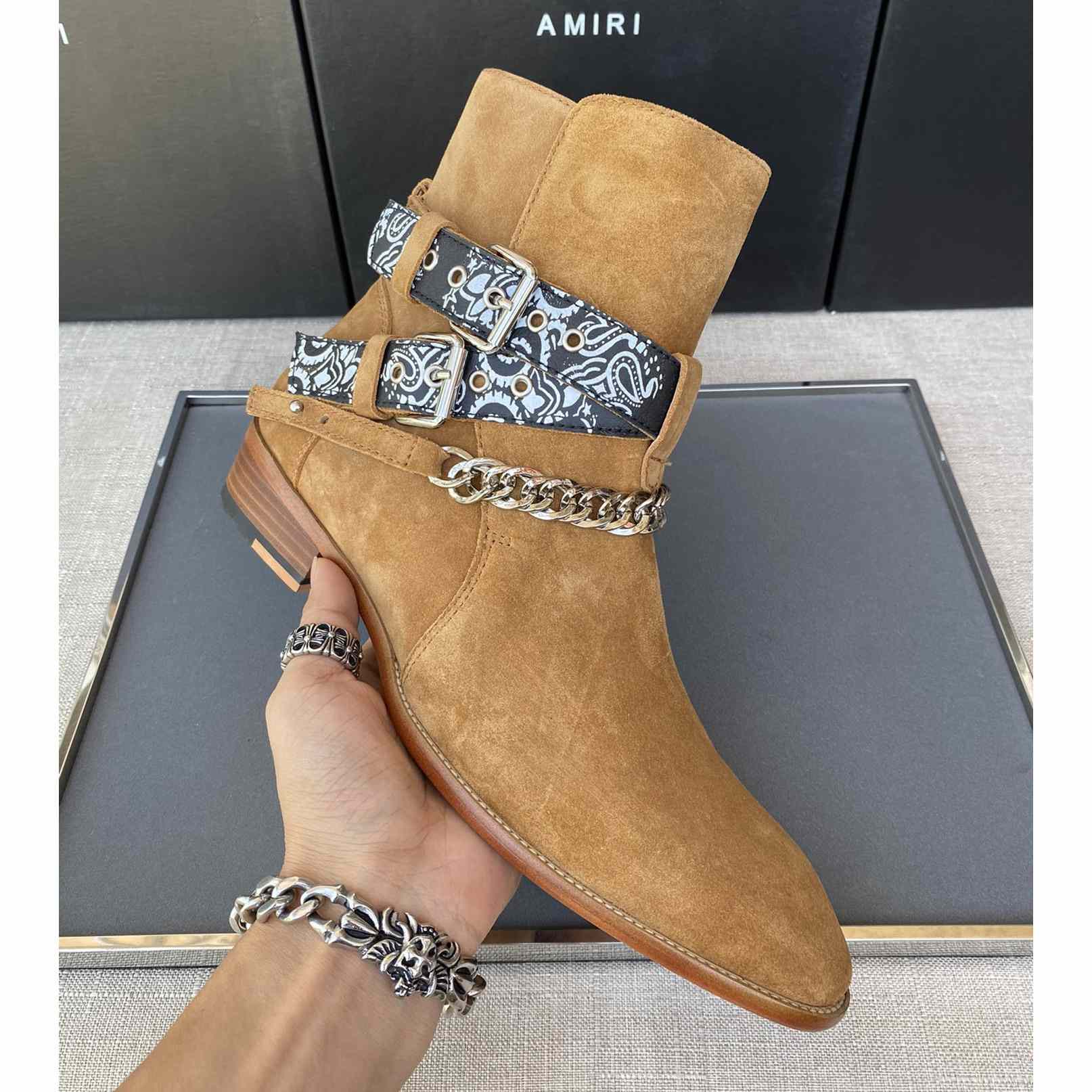 Amiri Buckle-detail 40mm Suede Boots - everydesigner