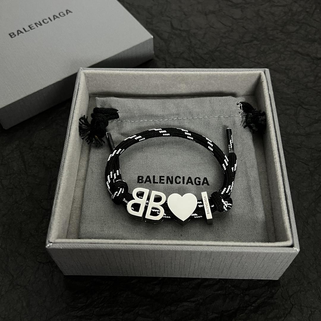 Balenciaga I <3 BB Bracelet In Black  - everydesigner