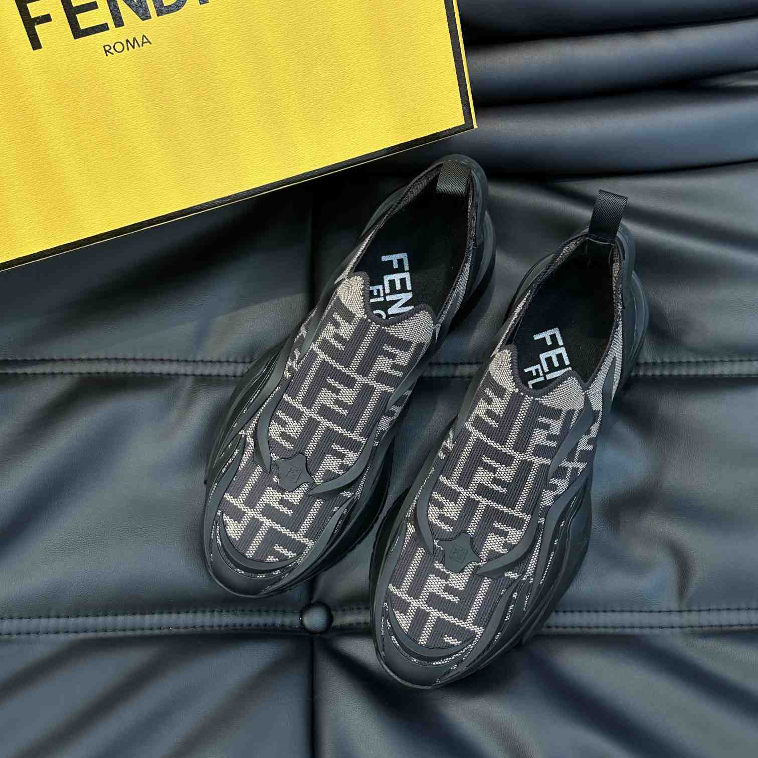 Fendi Flow Brown Mesh Running Sneakers - everydesigner