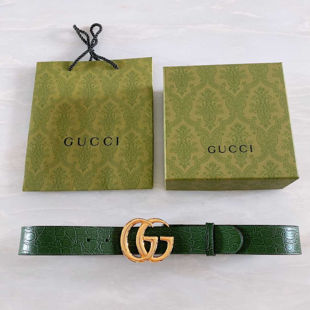 Gucci GG Marmont Caiman belt With Shiny Buckle - everydesigner