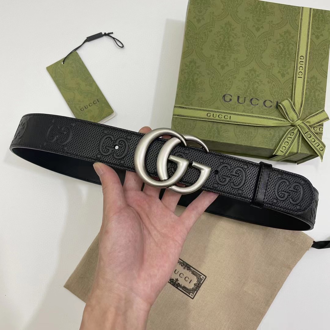 Gucci Leather Belt With Maxi GG - everydesigner