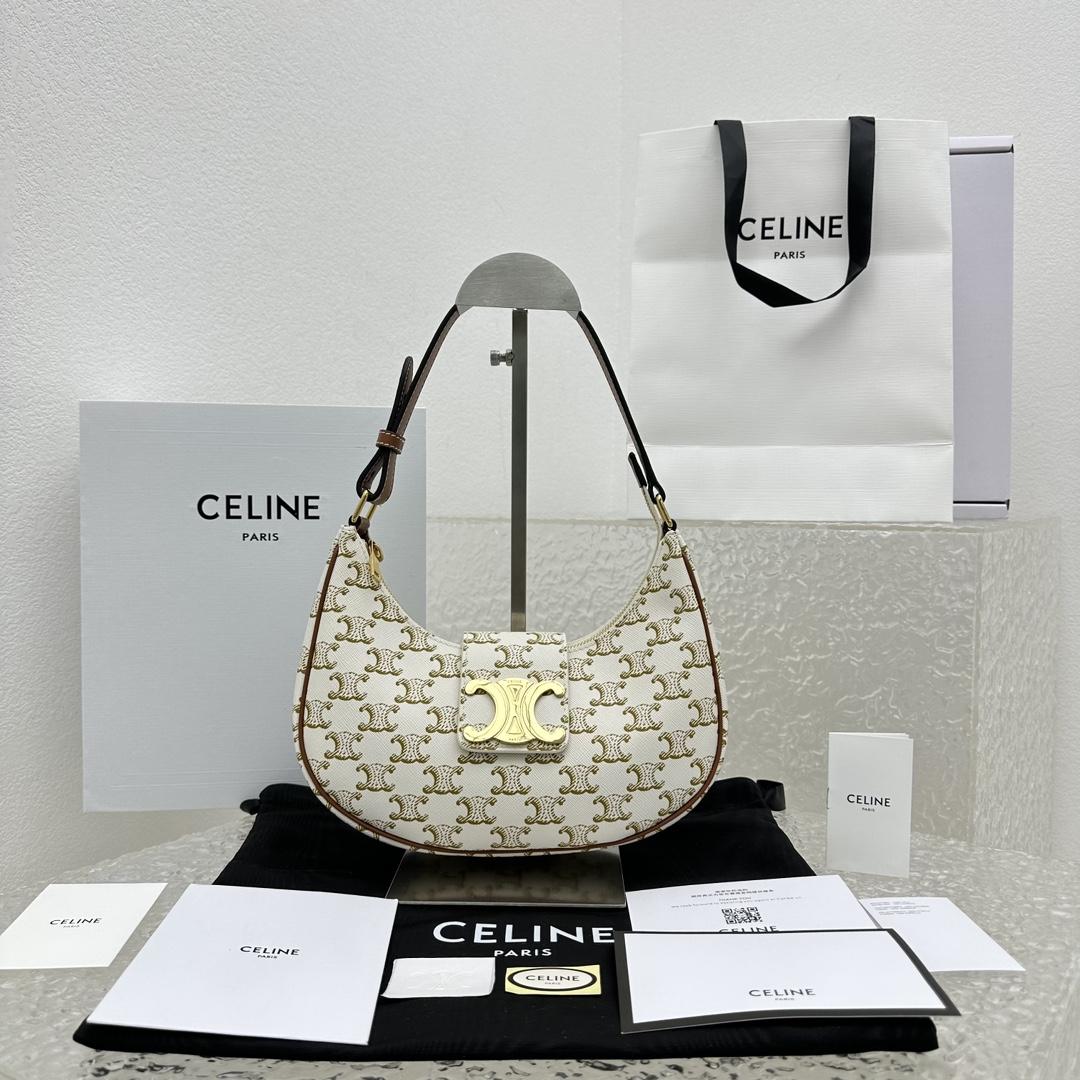 Celine Ava Triomphe Soft Bag In Triomphe Canvas And Calfskin - everydesigner