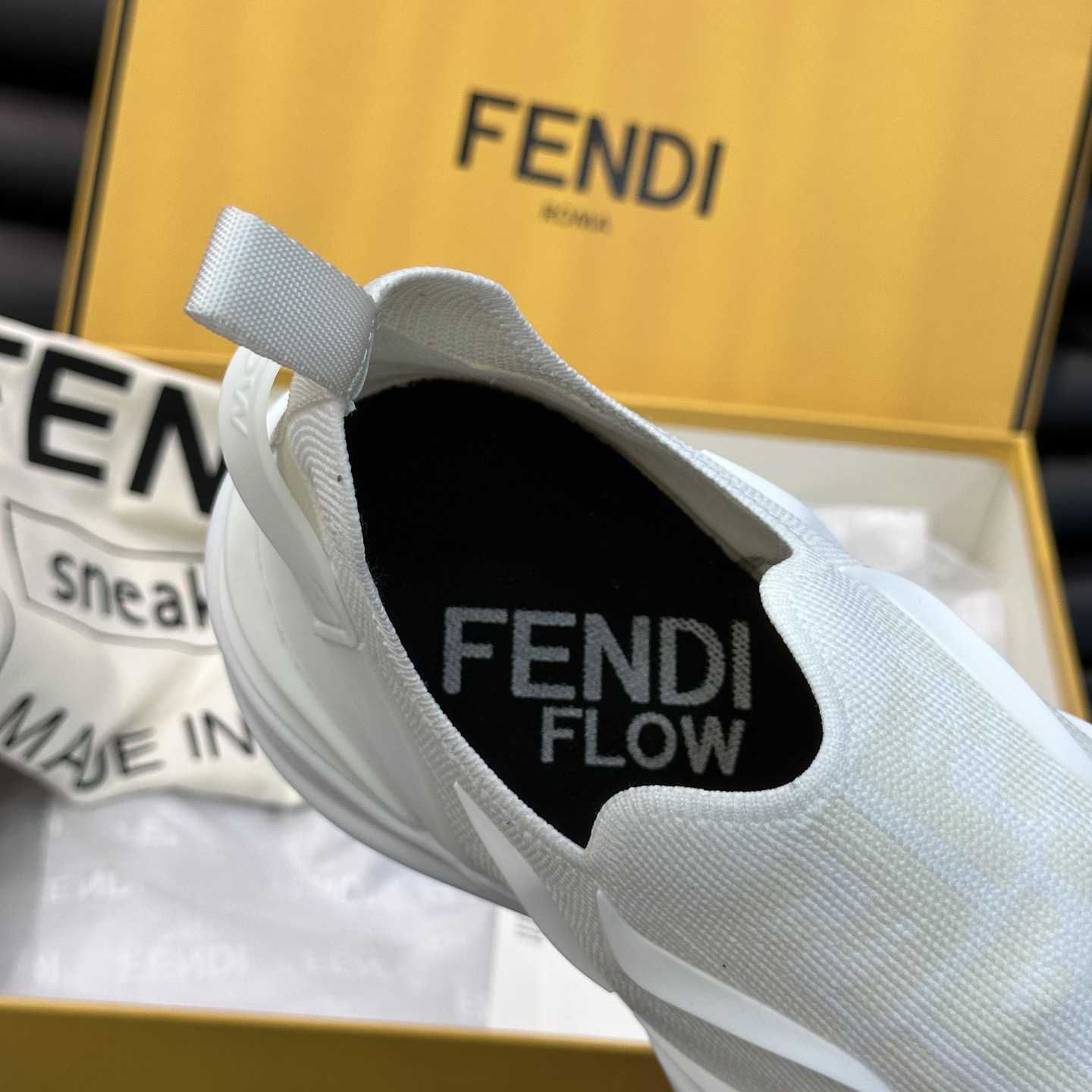 Fendi Flow White Mesh Running Sneakers - everydesigner