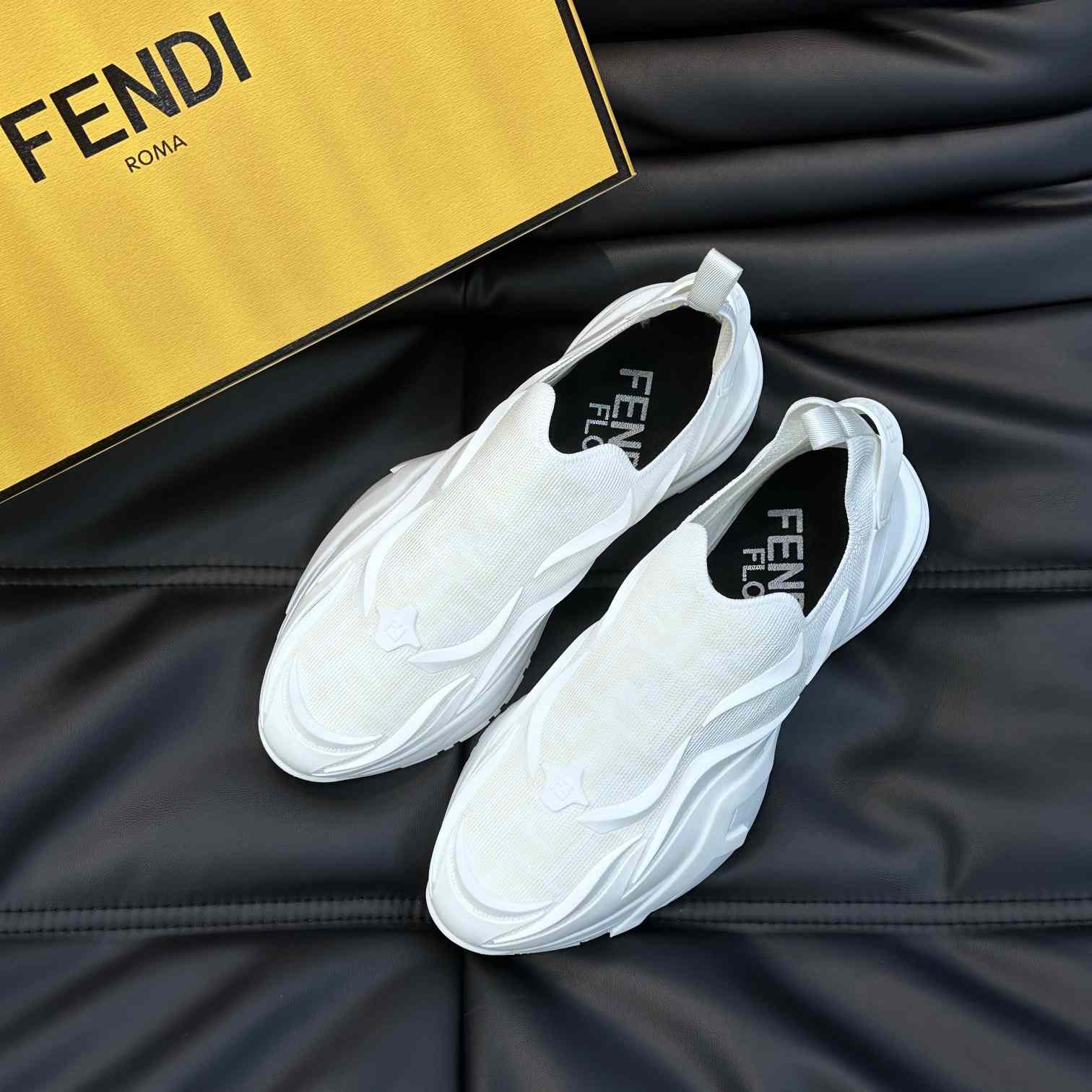 Fendi Flow White Mesh Running Sneakers - everydesigner