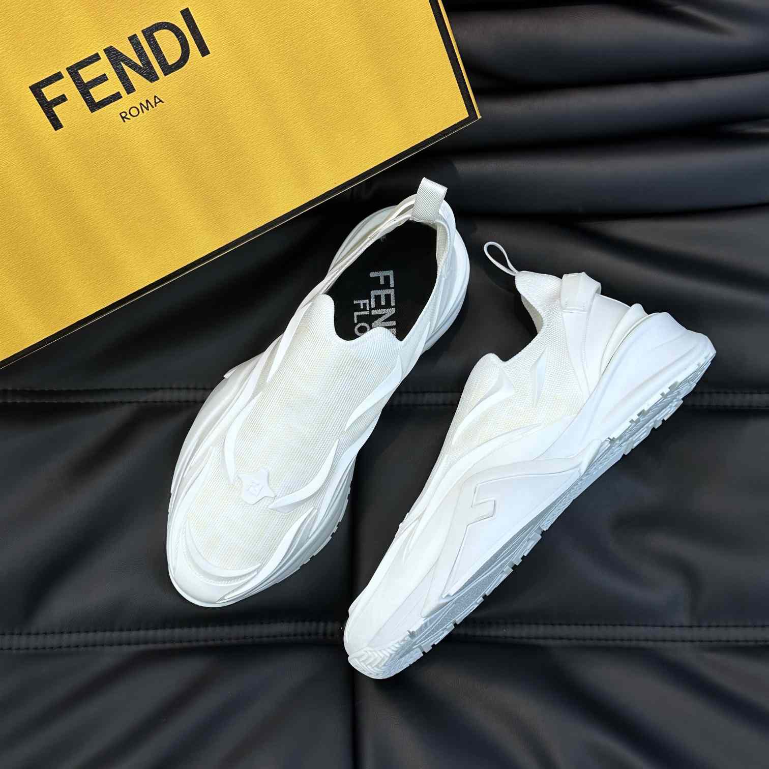 Fendi Flow White Mesh Running Sneakers - everydesigner