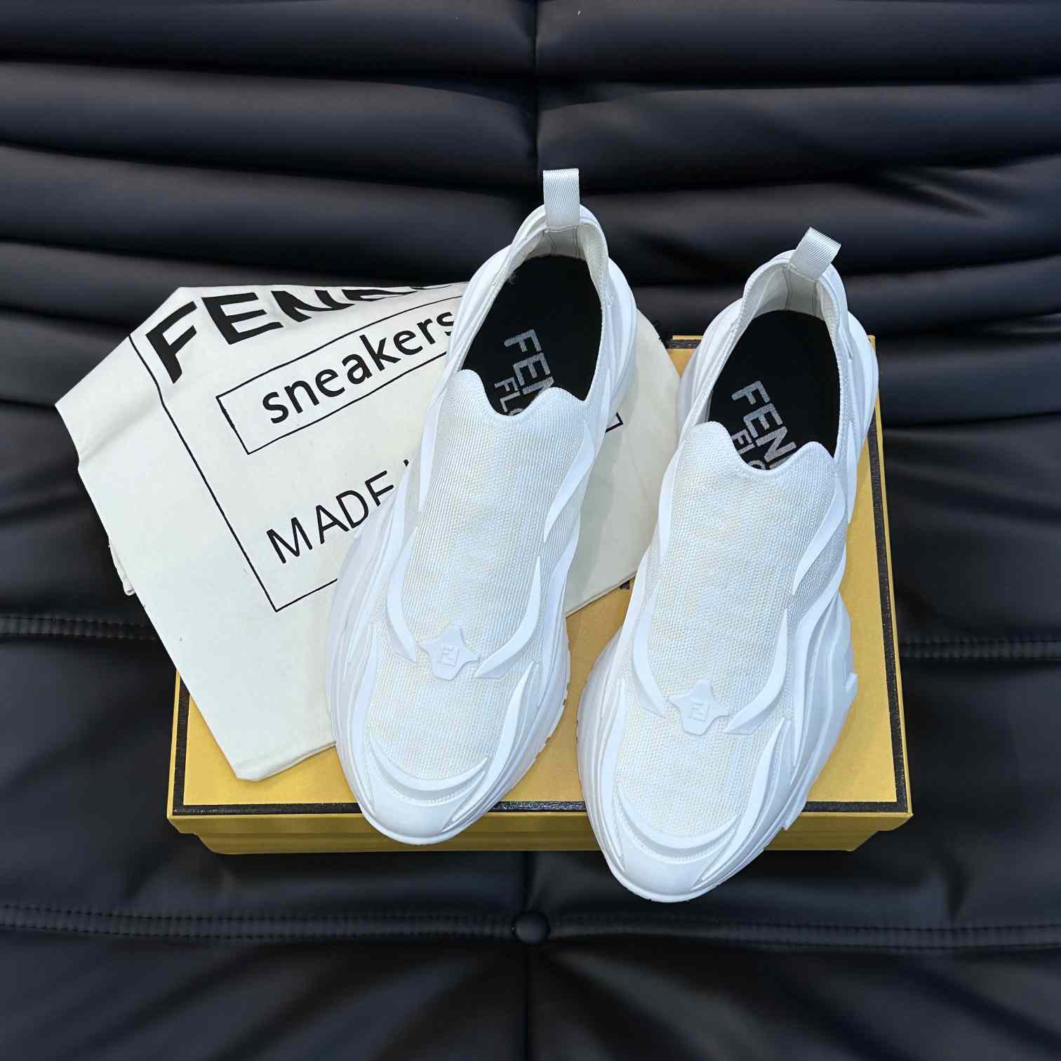 Fendi Flow White Mesh Running Sneakers - everydesigner